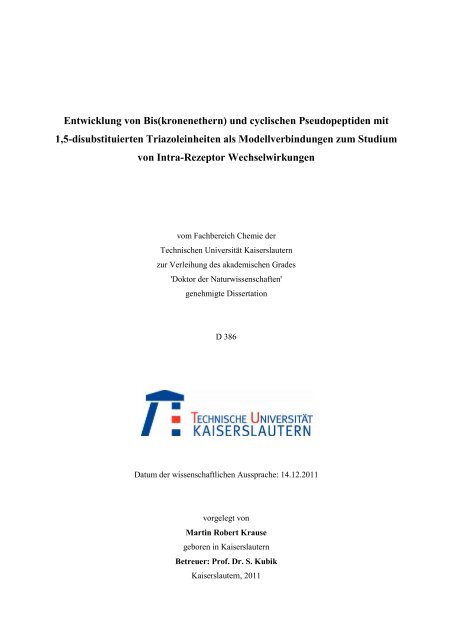 Dissertation Martin Krause.pdf - KLUEDO - Universität Kaiserslautern