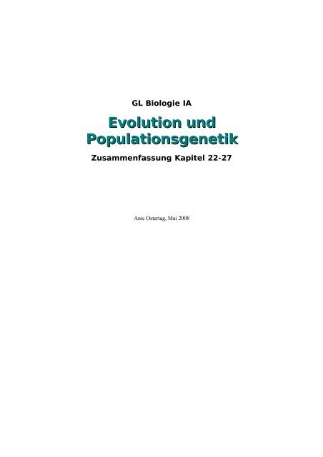 Evolution und Populationsgenetik