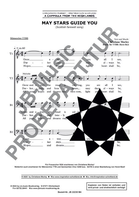 May stars guide you (Scottish farewell song)  für Männerchor TTBB, TTB und Gemischten Chor SATB, SAM
