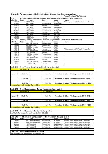 Übersicht Fahrplanangebot bei kurzfristiger ... - Weser-Ems-Bus