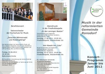 Musik in der reformierten Gemeinde Ronsdorf Konzert - Evangelisch ...