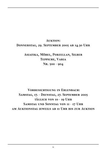 Auktion: Donnerstag, 29. September 2005 ab 14.30 Uhr Asiatika ...