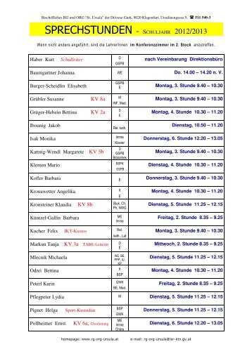 Sprechstunden 2012/2013 (pdf) - RG/ORG St. Ursula