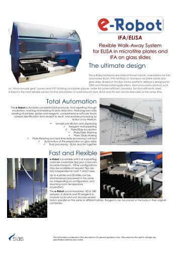 The ultimate design Total Automation Fast and Flexible - Sias