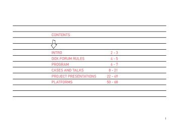 CONTENTS PLATFORMS DOX:FORUM RULES INTRO CASES AND TALKS PROGRAM ...