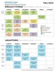 Dovercourt Fall 2022 registered specialty fitness and aquafitness schedule