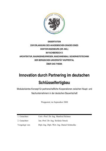 Innovation durch Partnering im deutschen Schlüsselfertigbau