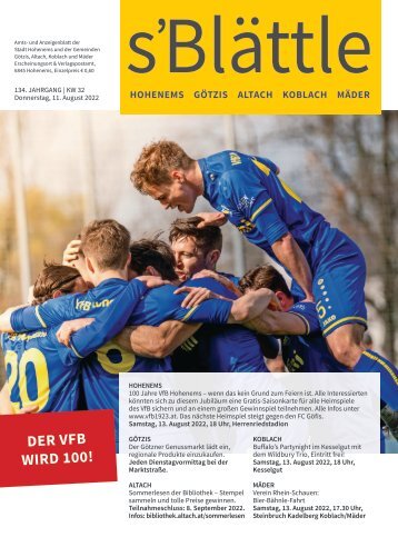 s'Blättle Nr. 32 - Do, 11. August 2022