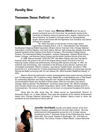 Faculty Bios Tennessee Dance Festival - Tennessee Association of ...