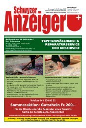Schwyzer Anzeiger – Woche 32 – 12. August 2022