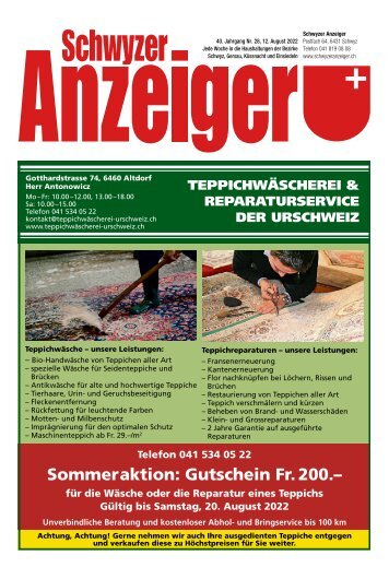 Schwyzer Anzeiger – Woche 32 – 12. August 2022