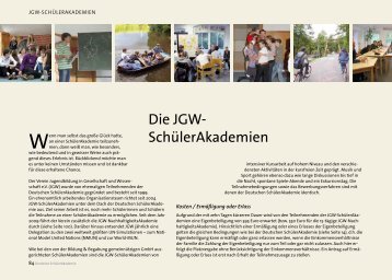 Die JGw- SchülerAkademien - Jugendbildung in Gesellschaft und ...
