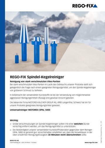 Spindel-Kegelreiniger Reinigungsanleitung GERMAN