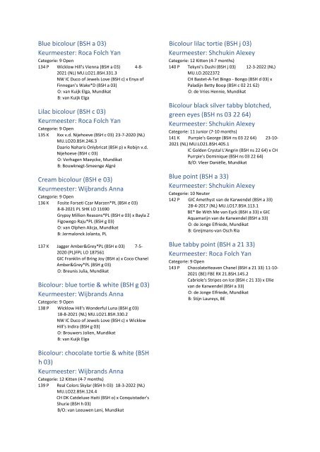 Catalog - 235. Mundikat Int. FIFe Cat Show - Middenbeemster 13-08-2022