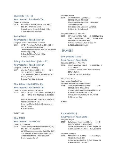 Catalog - 236. Mundikat Int. FIFe Cat Show - Middenbeemster 14-08-2022