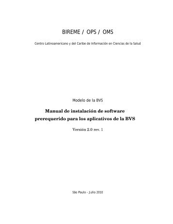 Manual de software prerequerido - Sobre o modelo da BVS