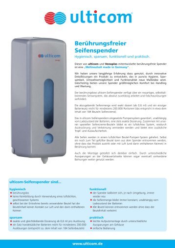 Berührungsfreier Seifenspender - Ulticom Hygiene Deutschland ...