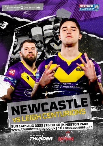 Newcastle Thunder Vs Leigh Programme