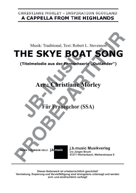 The Skye Boat Song (Titelmelodie aus der Serie „Outlander“) für Frauen- und Jugendchor SSA