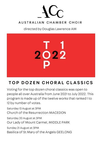 Top Dozen Choral Classics Program Notes