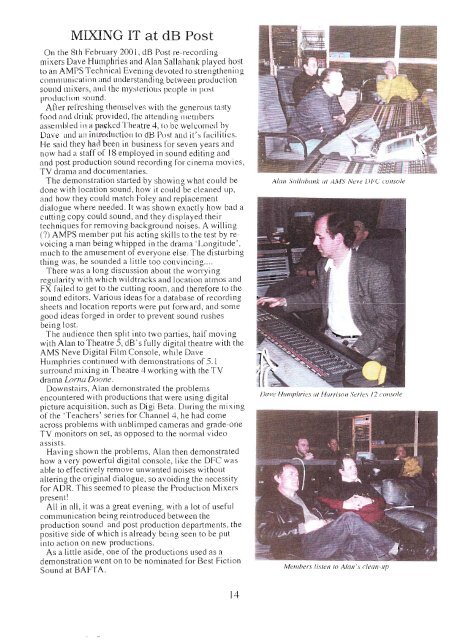 Summer 2001 - The Association of Motion Picture Sound