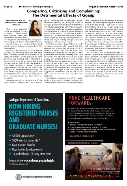 Future of Nursing in MI - August 2022