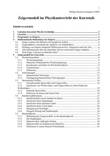 Zeigermodell im Physikunterricht der Kursstufe - Quantenphysik in ...