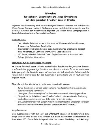 Workshop für Schüler, Jugendliche und junge Erwachsene auf dem ...