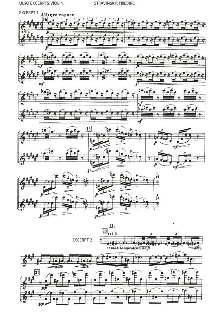 ULSO EXCERPTS: VIOLIN STRAVINSKY: FIREBIRD EXCERPT 1 ...