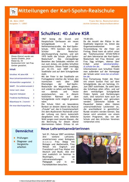 Mitteilungen der Karl-Spohn-Realschule - bei der karl-spohn ...