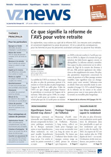 vz news, Suisse français, septembre 2022, édition 132