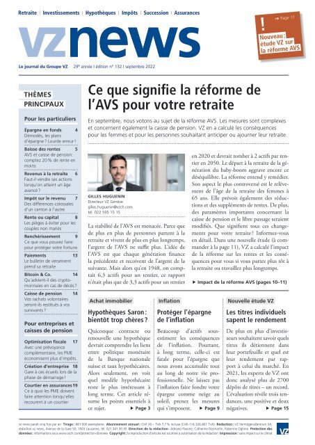vz news, Suisse français, septembre 2022, édition 132