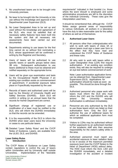 Laser Administration Protocol - 404 - University of Hull