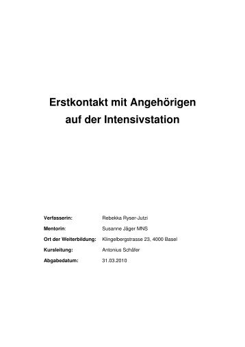 Erstkontakt mit Angehörigen auf der Intensivstation