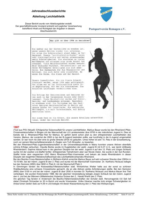 Jahresberichte Leichtathletik.pdf - PostSV Remagen