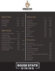 Urban Fox Menu