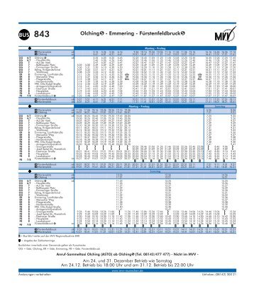 Fahrplan MVV Buslinie 843 - Unholzer-Reisen