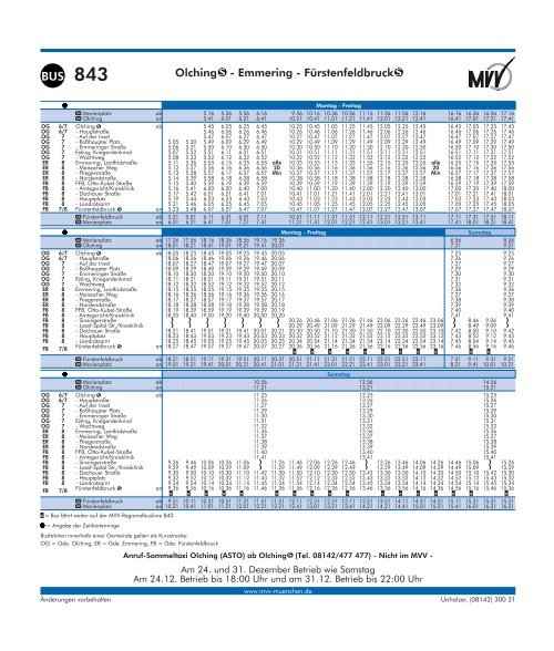 Fahrplan MVV Buslinie 843 - Unholzer-Reisen