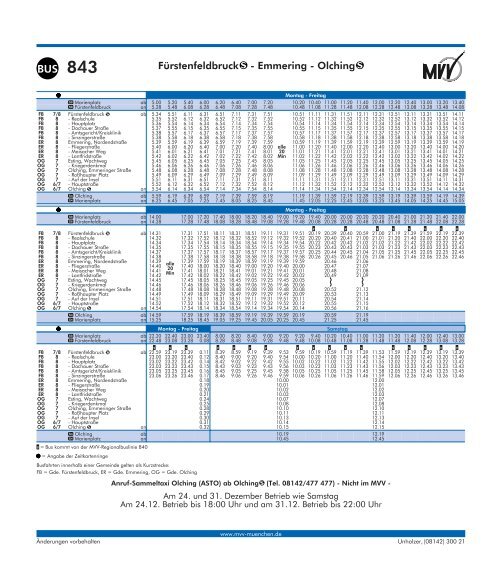 Fahrplan MVV Buslinie 843 - Unholzer-Reisen