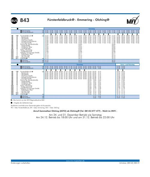 Fahrplan MVV Buslinie 843 - Unholzer-Reisen