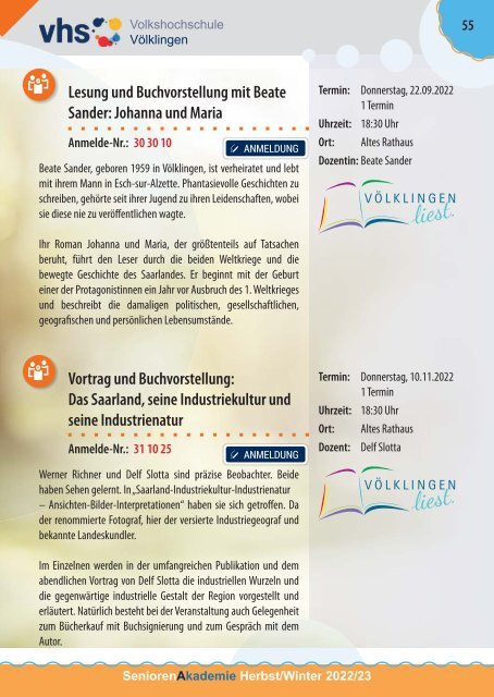 Blätterkatalog Seniorenakademie Herbst/Winter 22/23