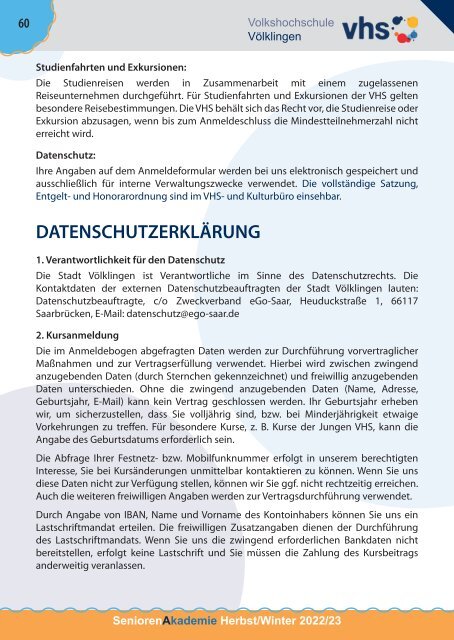 Blätterkatalog Seniorenakademie Herbst/Winter 22/23