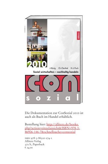 Die Dokumentation zur ConSozial 2010 ist auch als Buch im Handel ...