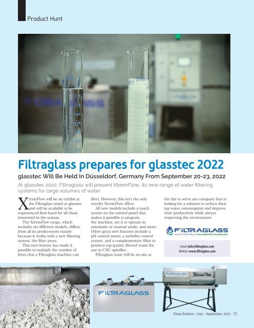 Filtraglass prepares for glasstec 2022