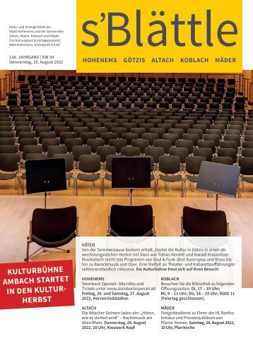 s'Blättle Nr. 34 - Do, 25. August 2022