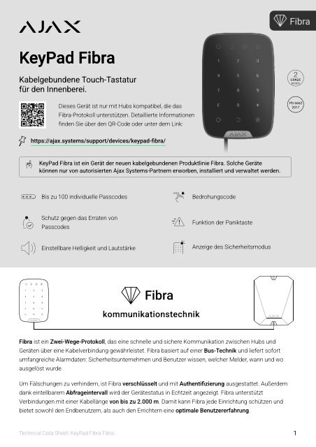 [TDS] KeyPad Fibra — DE