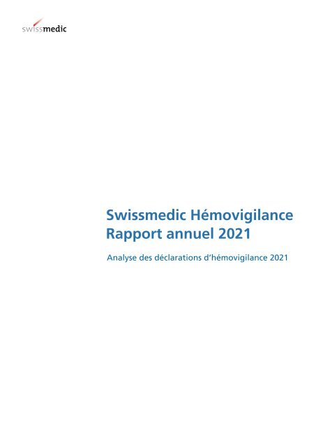 Hémovigilance Rapport annuel 2021