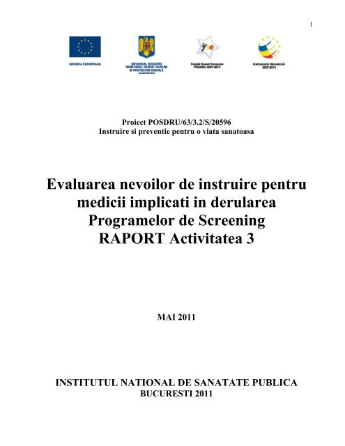 RAPORT Activitatea 3 - Institutul National de Sanatate Publica