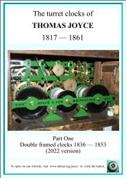 Turret Clocks of Thomas Joyce. Part 1