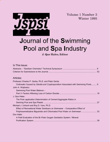 Journal of the Swimming Pool and Spa Industry - jspsi - PoolHelp